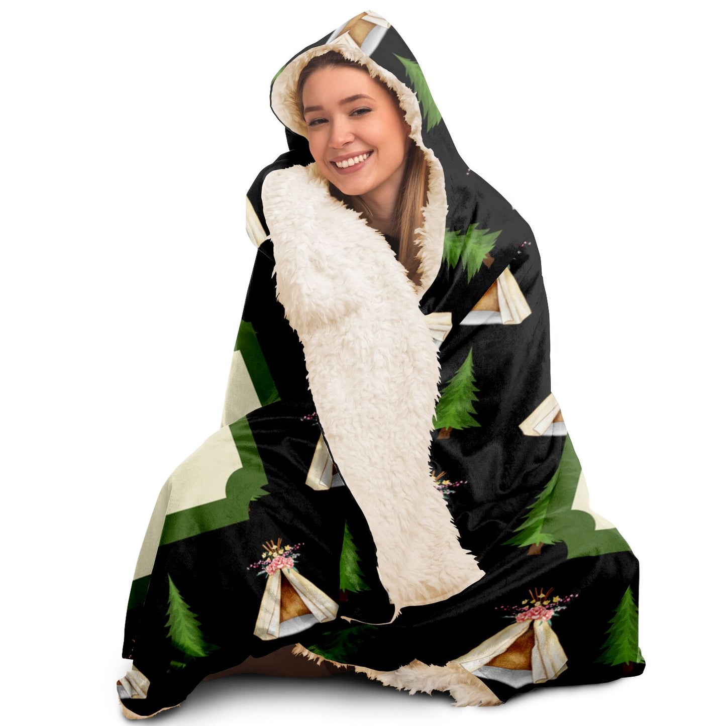 Take Me Camping Hooded Blanket - Black