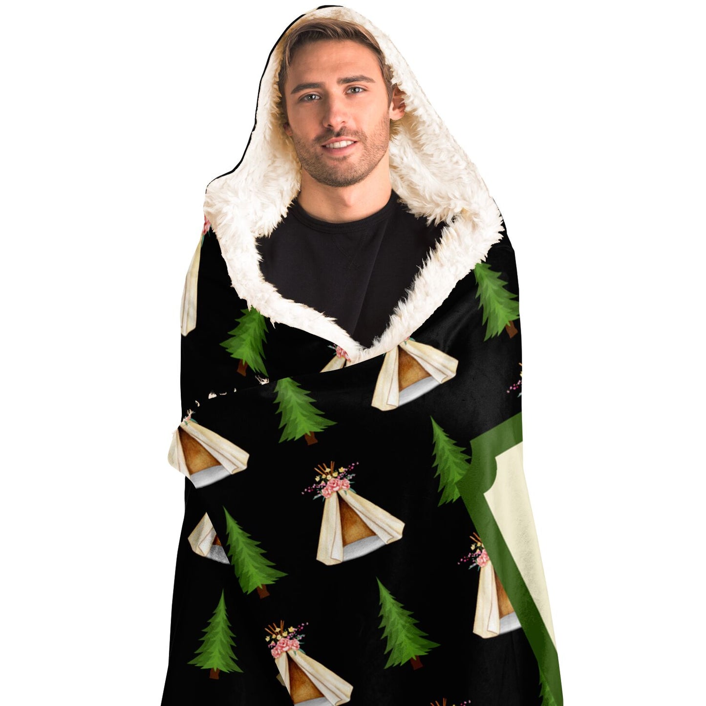 Take Me Camping Hooded Blanket - Black