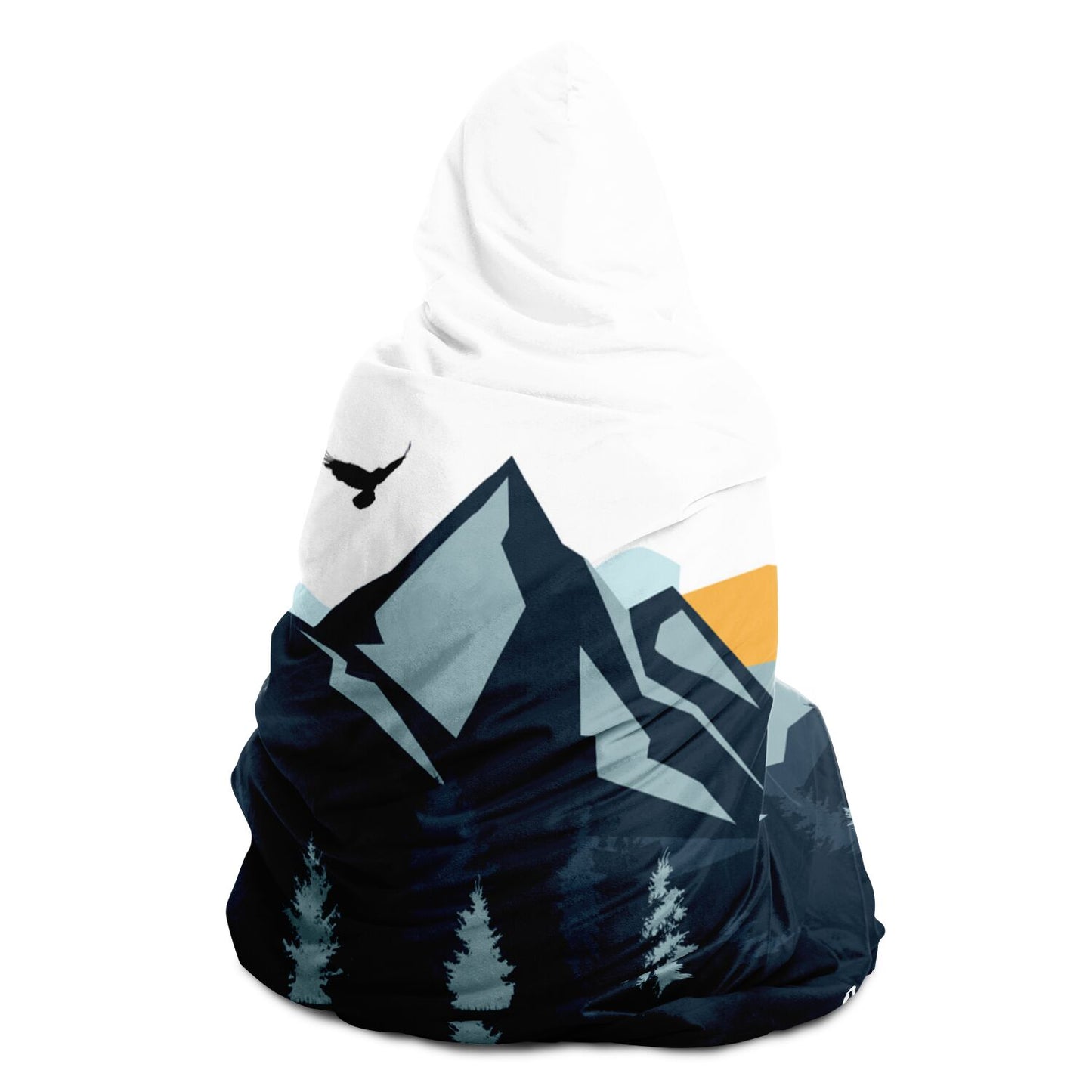 The Mountains Are Calling Hooded Blanket- Blue & White Blanket
