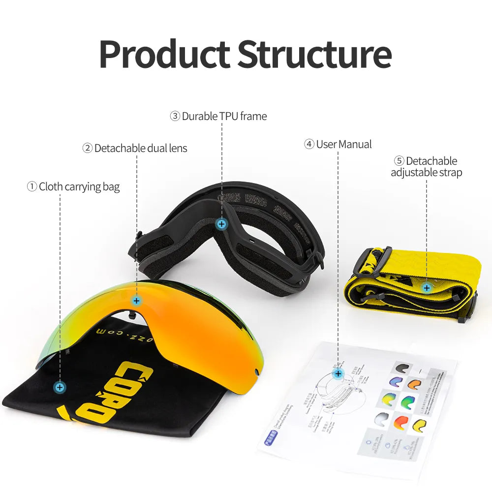 Copozz Adult Snow Goggles- GOG-201 Pro