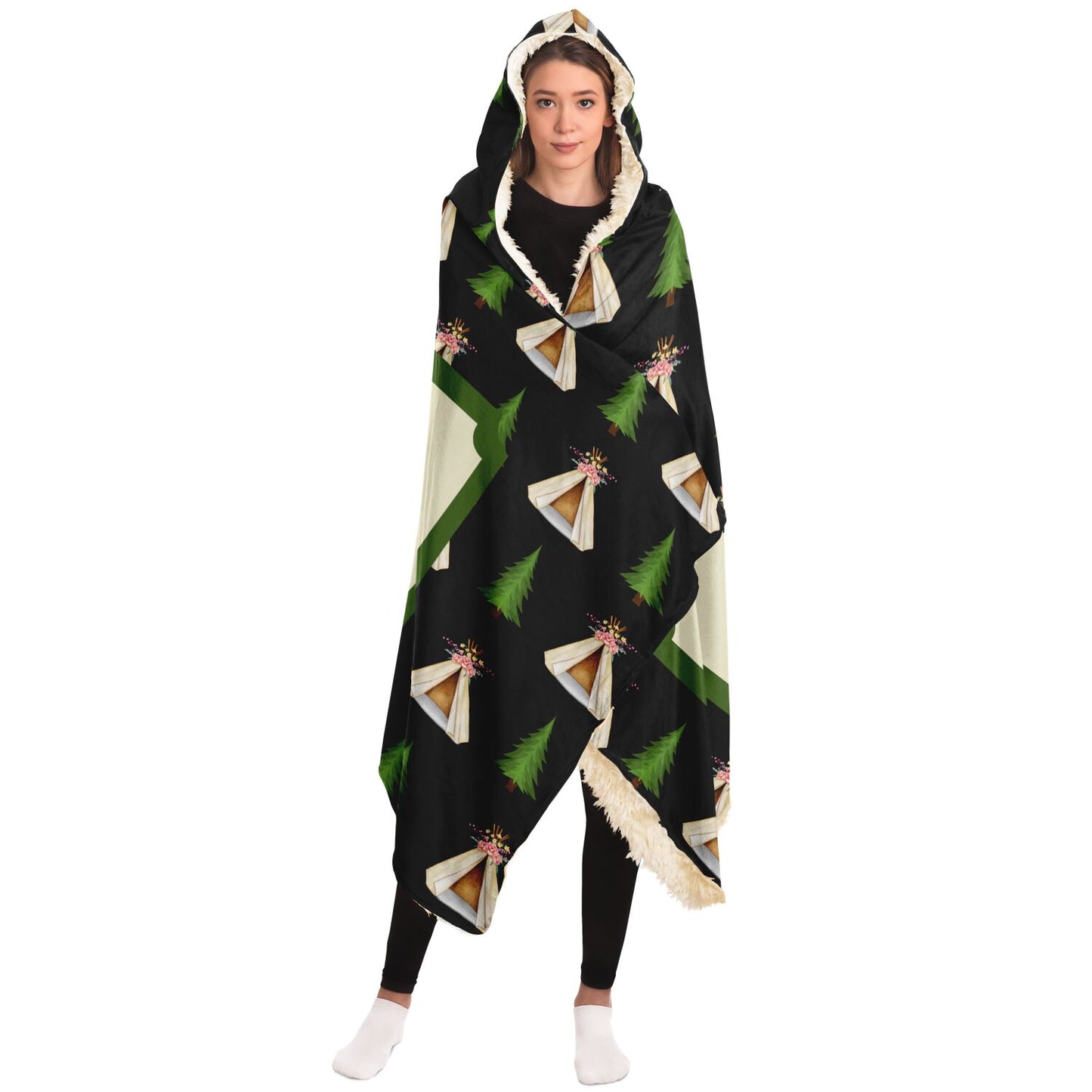 Take Me Camping Hooded Blanket - Black