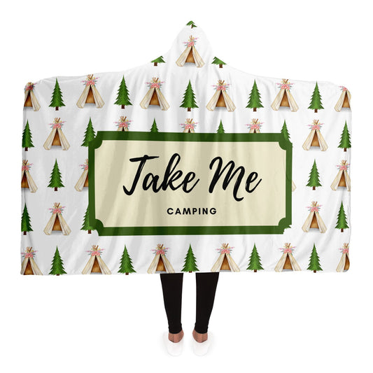 Take Me Camping Hooded Blanket- White