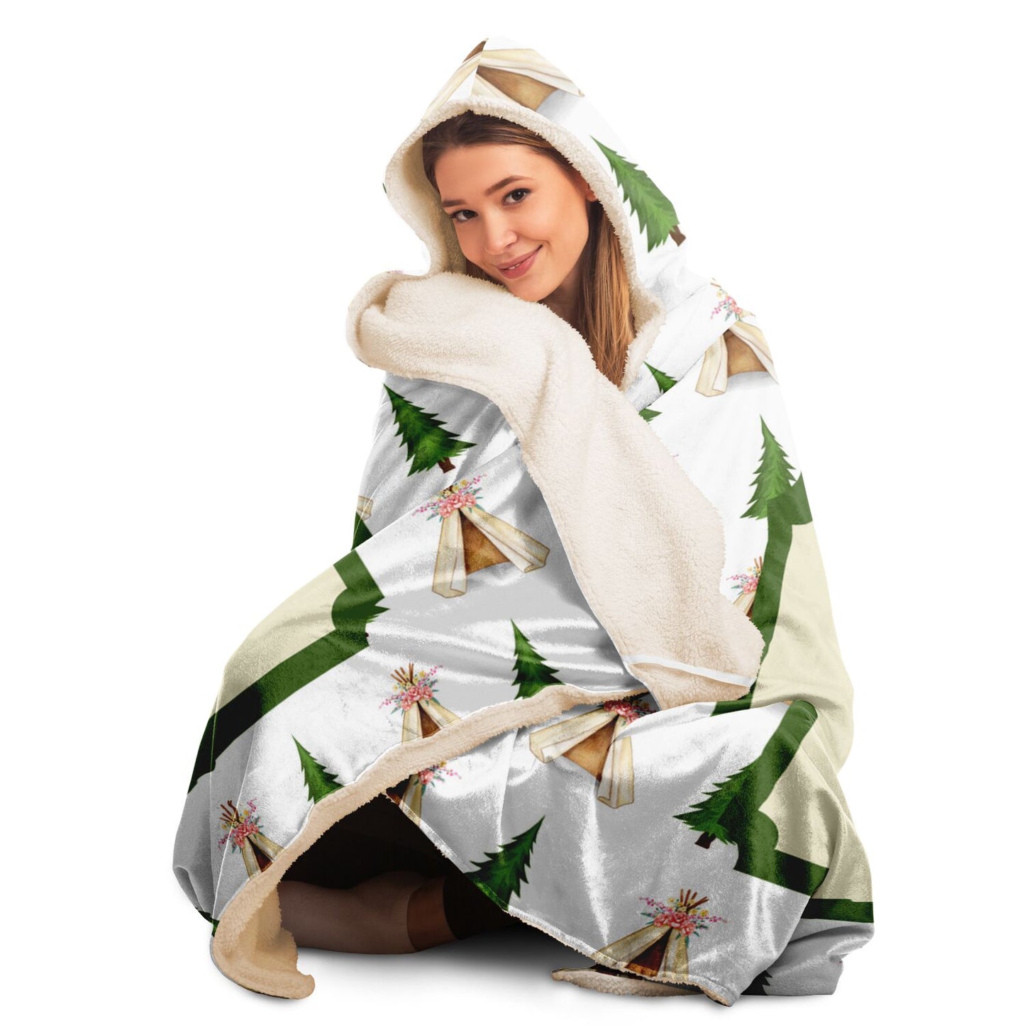 Take Me Camping Hooded Blanket- White